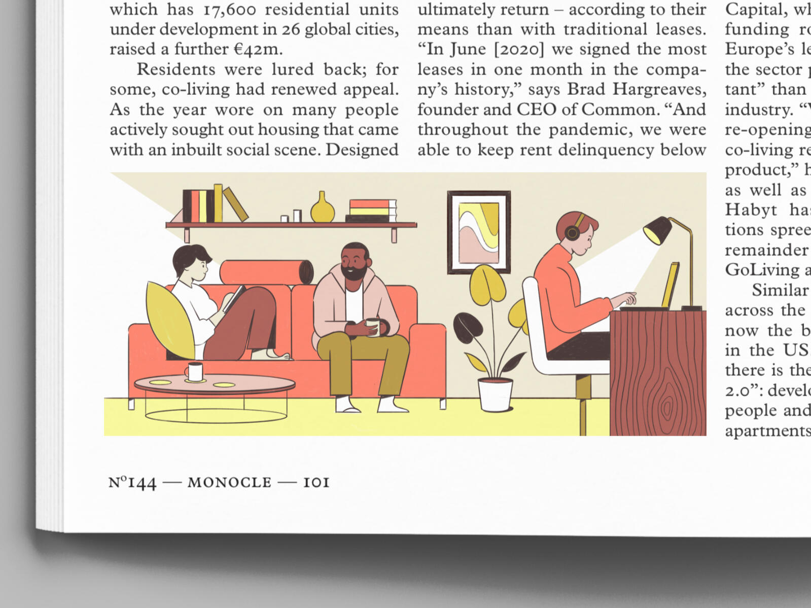Co-Living Essay, editorial illustration for Monocle See More →