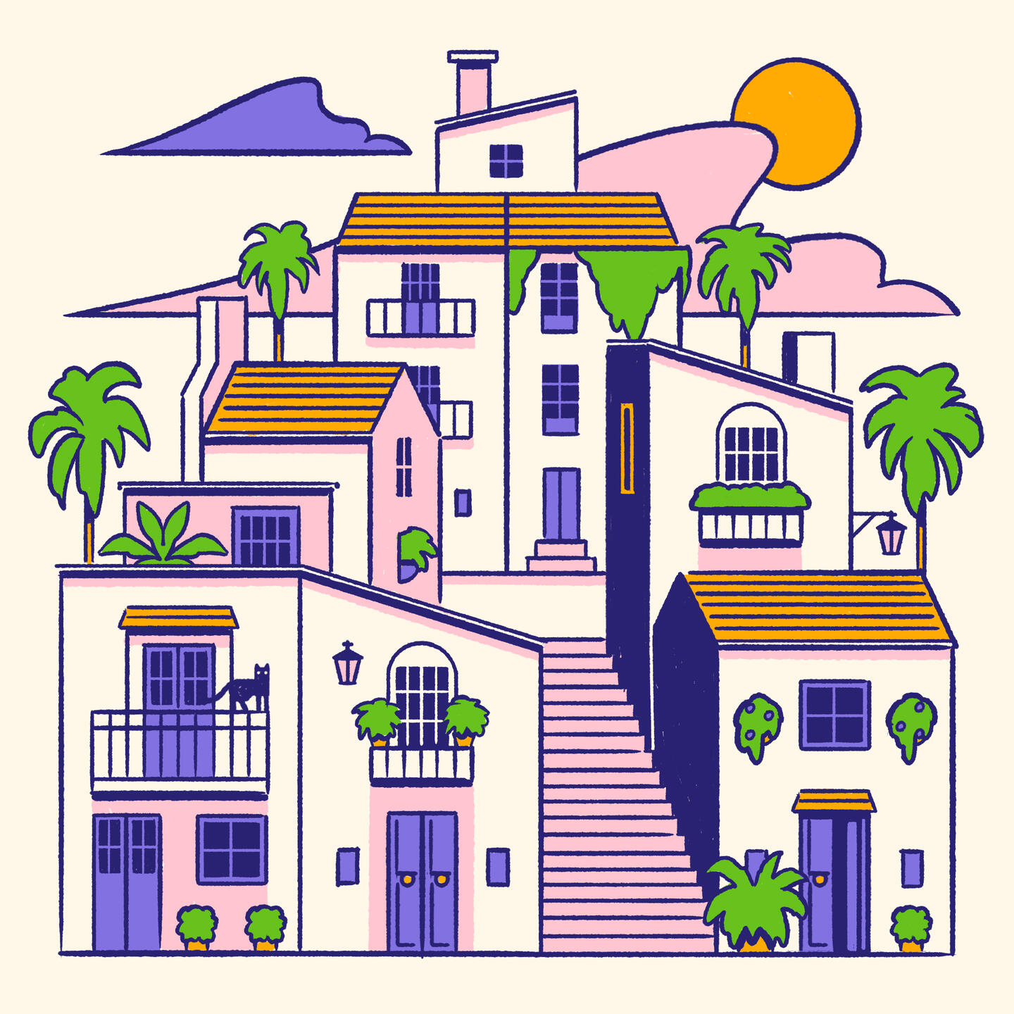 Pueblo Blanco, editorial illustration (personal work)