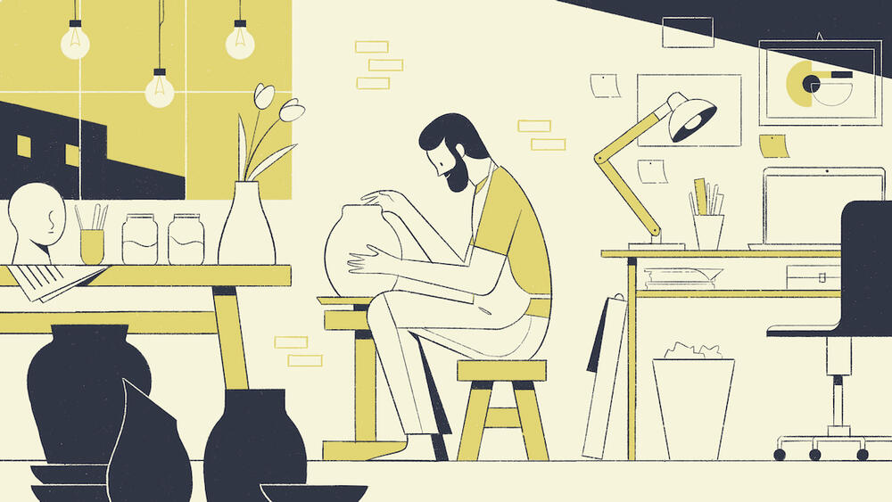 An Artist's Workshop, editorial illustration (personal work)