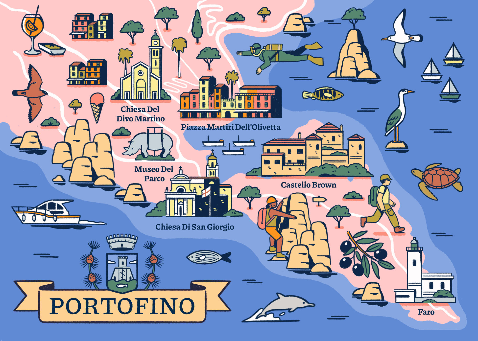 Portofino, illustrated map (personal work)