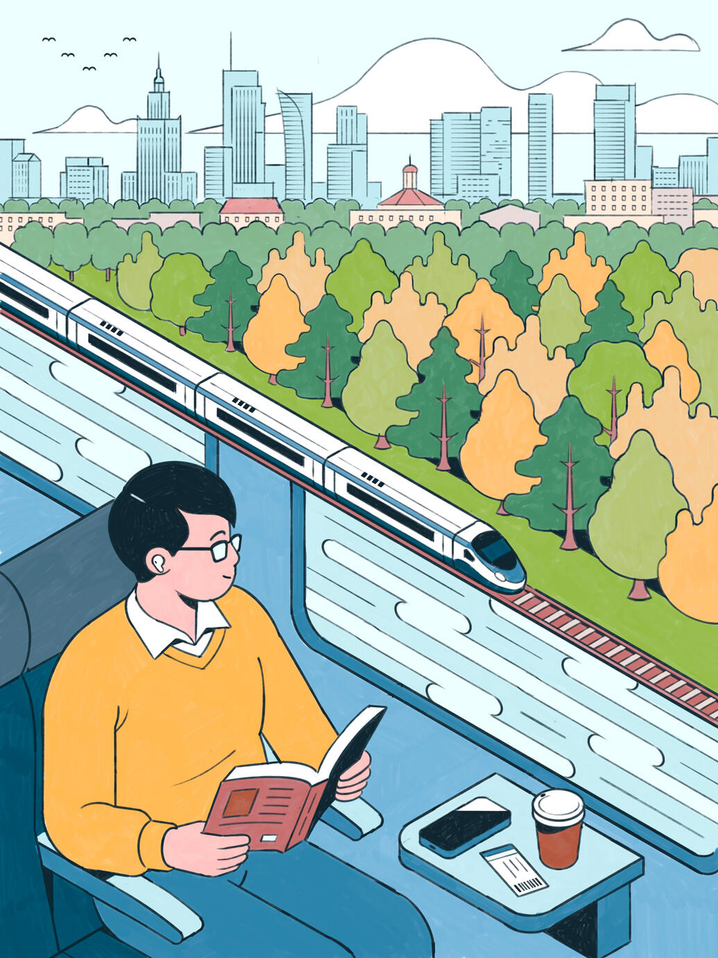 Late Summer Train Ride, editorial illustration (personal work)